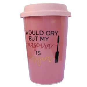 Pufo My Mascara is Designer ceramic travel mug with silicone lid, 415 ml, pink - Serving