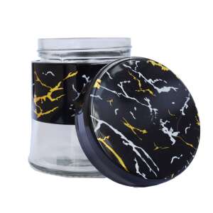 Pufo Fancy Glass Container for Sugar, Coffee, Tea or Spices, with Airtight Lid, 400 ml, Black 76425599 - Spice Rack