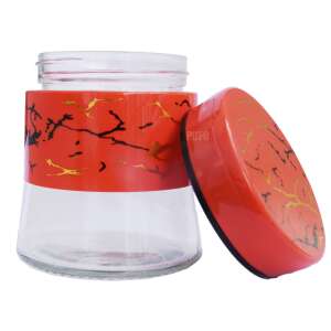 Pufo Fancy Glass Jar for Sugar, Coffee, Tea or Spices, with Airtight Lid, 400 ml, Red 76425602 - Spice Rack