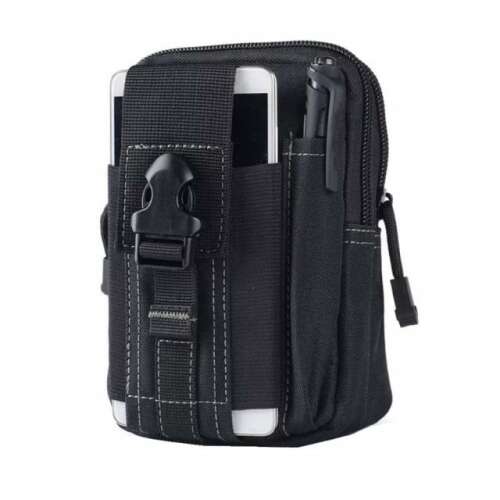 Fekete Pufo Army kis taktikai övtáska több zsebbel és rekesszel telefon, pénztárca, kulcs és egyéb dolgok számára