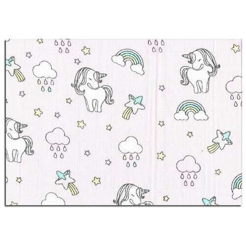 Kvalitná textilná plienka LittleONE by Pepita 55 x 80 cm - Unicorn #pink