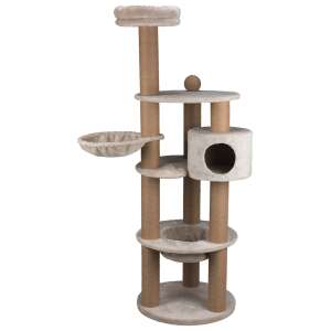 Drzewo do drapania Trixie Nigella dla kota, 177 x 60 x 11 cm, kremowy, z drapakami, platformami i wygodną jaskinią - Dom dla kotów, Meble dla kotów i Buda dla psa