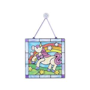 Melissa & Doug stained glass unicorn art project, finished product - Melissa & Doug