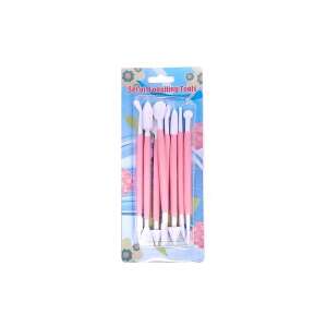 Set of 8 cake decorating tools, 16 different shapes, pink and white plastic, for fondant, sugar paste, and other cake decorating - Spatula