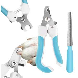Pet nail clippers and file set, light blue, for cats and dogs - Pet brush, clippers, scissors, claw clippers