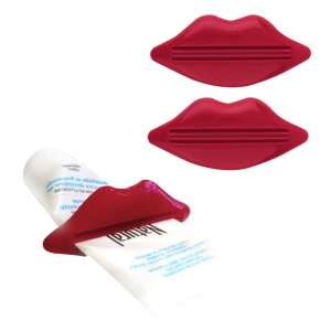 Red lip shaped toothpaste tube squeezer, 2 pack - Ikonka