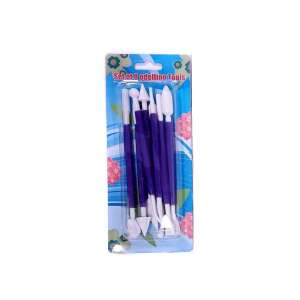 Set of 8 cake decorating tools with 16 different tips, purple handles - Spatula