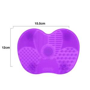 Purple silicone makeup brush cleaning mat with different textured areas for cleaning brushes - Kik