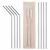 Metal Straw Set, 8 Straws and 2 Brushes, Silver 68225560