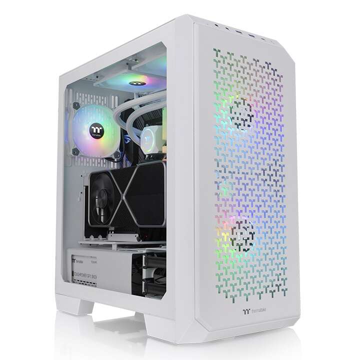 Thermaltake view 300 mx snow mid tower chassis argb tempered glas...