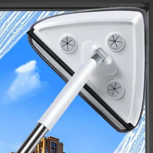 Háromszög alakú felmosó ablaktisztítás közben, kihúzható nyél, ablaktisztító eszköz