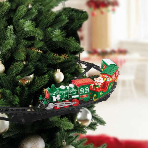 Bewello Christmas Tree Train with Santa Claus, lights and sounds, battery operated