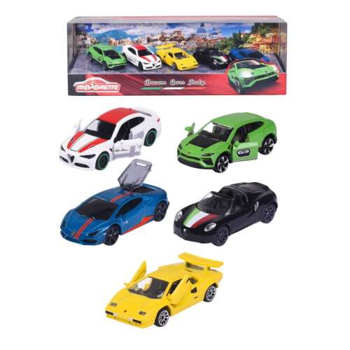 Majorette Olasz Álomautók 5 db-os kisautó szett, Alfa Romeo, Lamborghini és többi modellekkel