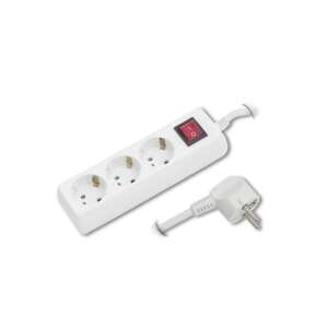 White 3-way power strip with switch and 1.5m cable - Power Strip