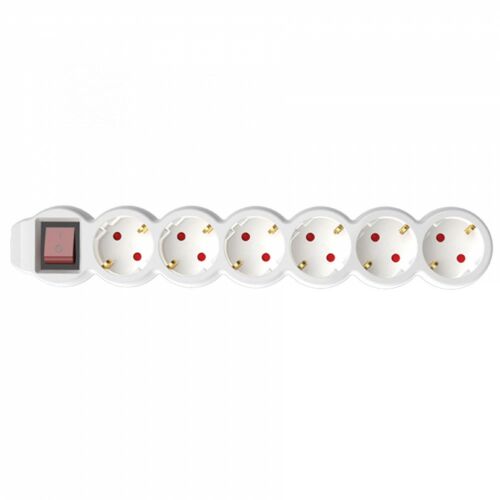 HOME 6-os Kapcsolós Hálózati Elosztó - 3m, Fehér, Gyermekvédelemmel