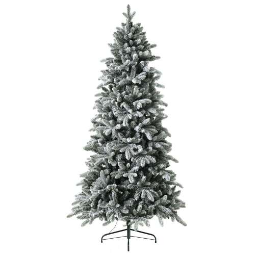 240 cm Prémium műfenyő hóval és LED -ekkel, karcsú kialakítás, 520 LED lámpa 