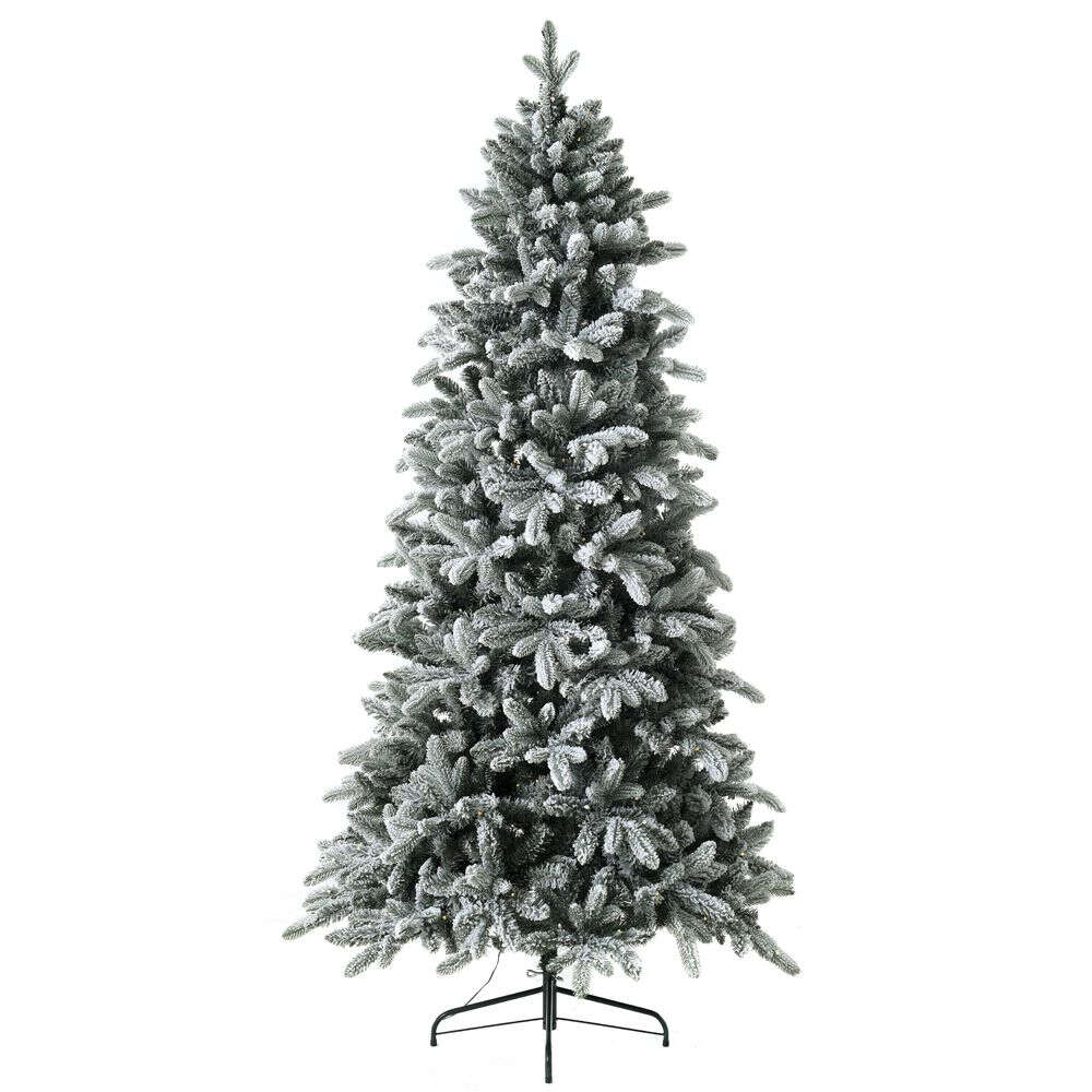 Slim Premium Pine Tree with Snow and Lights, Frosty Look, 210 cm