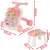 M-Toys 3-in-1 walker, activity table and play center with sound and light effects in pink color, showing dimensions
