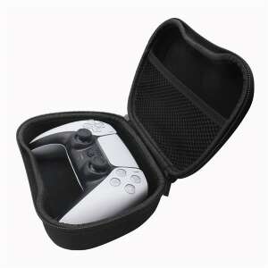 Ventaris B300 PS PS4/PS5 kontroller táska, fekete, nyitva, fehér DualSense kontrollerrel benne - Játékkonzol táska
