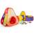 Iplay 3-in-1 Play Tent, Tunnel and Ball Pit with 100 Balls, Red and Yellow