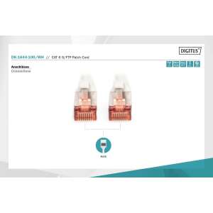 Cablu patch Digitus DK-1644-100/WH Cat 6 S/FTP, alb, 10 metri, conectori RJ45 - Cabluri FTP