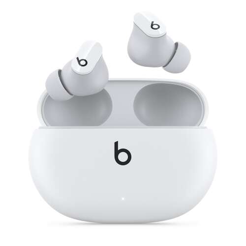 Beats Studio Buds vezeték nélküli fülhallgató töltőtokkal, fehér, nyitva 