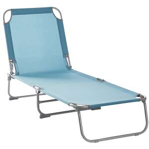 Sersimo folding sun lounger, blue, 186 x 56 cm, for beach or garden - Sun Lounger & Deck Chair