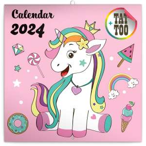 Happy Unicorns 2024 Falinaptár, Realsystem, aranyos unikornis dizájn - REALSYSTEM