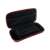 Open black and red carrying case for Nintendo Switch with a mesh pocket and game cartridge slots