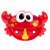 Red crab shaped bath toy that makes bubbles, front view