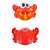 Red crab shaped bath toy that makes bubbles, front and back view