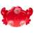 Red crab shaped bath toy that makes bubbles, back view