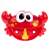 Red crab shaped bath toy that makes bubbles, front view