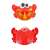 Red crab shaped bath toy that makes bubbles, front and back view