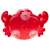 Red crab shaped bath toy that makes bubbles, back view