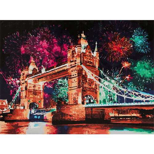 Tower Bridge with fireworks paint by numbers kit