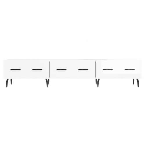 Modern, fehér TV-szekrény 6 fiókkal és fekete lábakkal, 150 cm - TV és médiatároló bútor