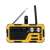 Yellow and black solar powered radio with flashlight and emergency light