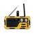Yellow and black solar powered radio with flashlight and emergency light