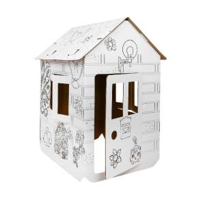 Coloring house for kids, cardboard playhouse with windows and doors, XXL size, 3D design - Ramiz