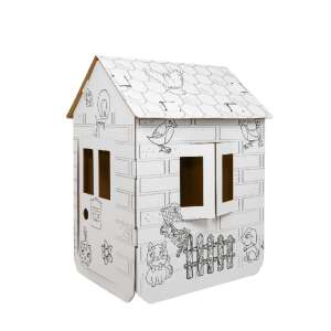 OEM Gyerek kartonház, 98x58x77cm, ablak és ajtó, fehér