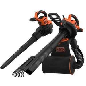 Dmuchawa, odkurzacz i rozdrabniacz liści Black & Decker BEBLV301-QS 3 w 1 z workiem do zbierania, nasadką do grabienia i paskiem na ramię - Odkurzacz do liści i dmuchawa do liści