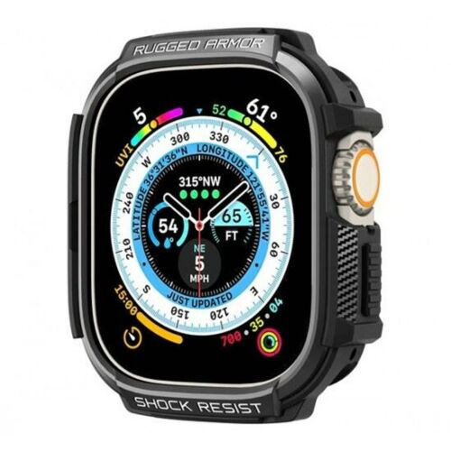 Közelkép a Spigen Rugged Armor Apple Watch Ultra 49mm védőtokról - Okosóra tok