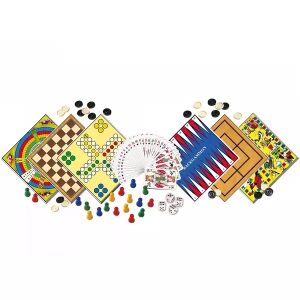 Noris Játékgyűjtemény 200 Brettspielteile und -bretter, darunter Dame, Backgammon und Kartenspiele - Tischfußball und Zubehör, Eishockey-Tisch, Puzzle, 3D-Puzzle und Gesellschaftsspiele