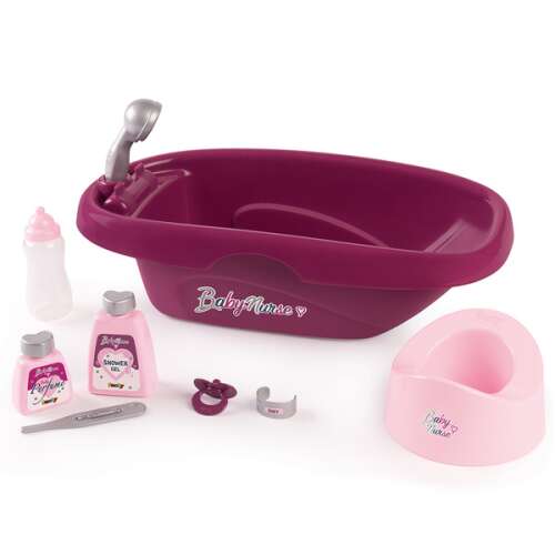 Smoby Baby Nurse 8 Piece Toy Baby Bathing Set #purple-pink