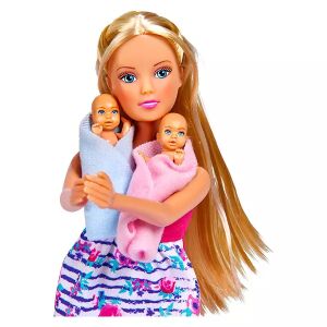 Steffi Love Pregnant Doll with Twins, blonde hair, floral dress - Simba Toys Baba