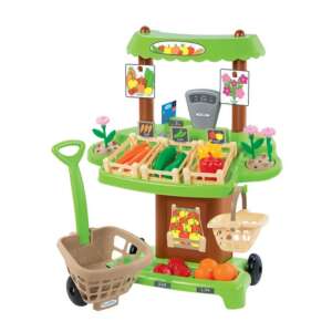 Jucarie Ecoiffier Educativa cu 35 Piese Stand de Legume Bio cu Cos de Cumparaturi, Colectia 100% Chef