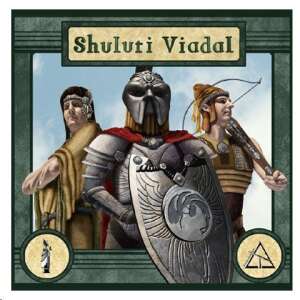 Shuluri Viadal Brettspiel-Box-Art mit drei Charakteren: einem Krieger, einem Magier und einem Bogenschützen - Asmodee Gesellschaftsspiele