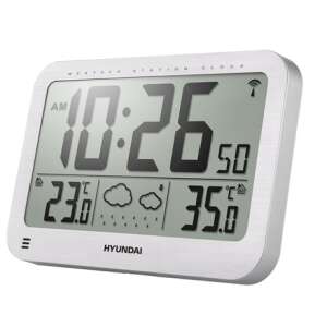 Meteorologická stanica Hyundai WS2331 s veľkým LCD displejom, ktorý zobrazuje čas, vnútornú a vonkajšiu teplotu a predpoveď počasia - Meteostanice