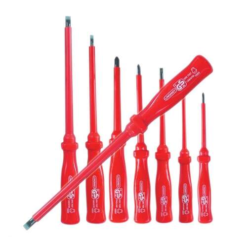 7 piece insulated screwdriver set, Sma Csavarhúzó klt 7db (1000 v) 8PK-8100, 1000V, Cr-V, magnetic tip